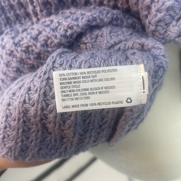 Universal Thread Women's M Purple Crochet Sweater Top Short Sleeves Ruffle Neck - Picture 8 of 11